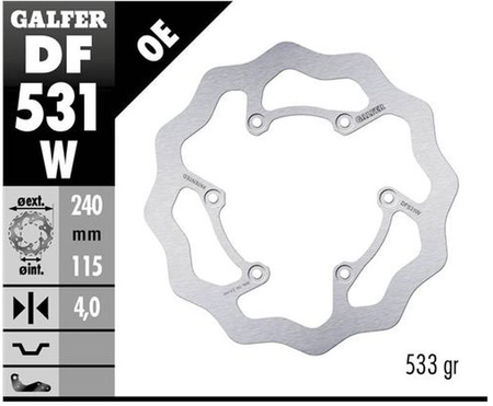 GALFER TARCZA HAMULCOWA TYŁ YAMAHA YZ 250 '22-, YZ 250F '21-, YZ 450F '20- WAVE (240X115X4MM)