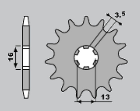 JR ZĘBATKA PRZEDNIA 428 13 SUZUKI DR-Z 70 '08-'18, DR-Z 50 '19-'21, TS/GT 80 '81-'82, JR/DS 80 '82-'04