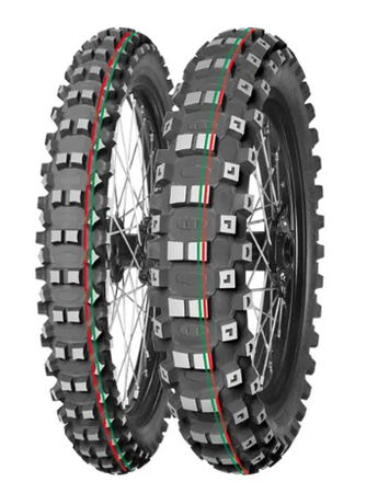 MITAS OPONA 100/90-19 TERRA FORCE-MX MH 57M (CZERWONO-ZIELONY PASEK) TT TYŁ DOT 2023 (DOT:CDDT) (460099) (ZAMIENNIK:70000181)