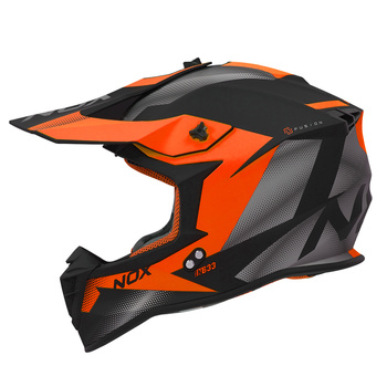 NOX KASK CROSS / OFFROAD N633 FUSION KOLOR CZARNY MAT/POMARAŃCZOWY ROZMIAR S (ZAPIĘCIE MIKROMETRYCZNE)