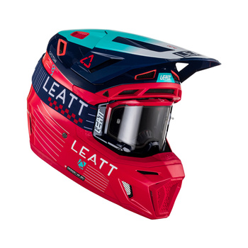 LEATT KASK MOTO 8.5 V23 (+ GOGLE VELOCITY 5.5 GRATIS) HELMET KIT RED KOLOR CZERWONY/GRANATOWY/NIEBIESKI ROZMIAR M (57-58 cm)