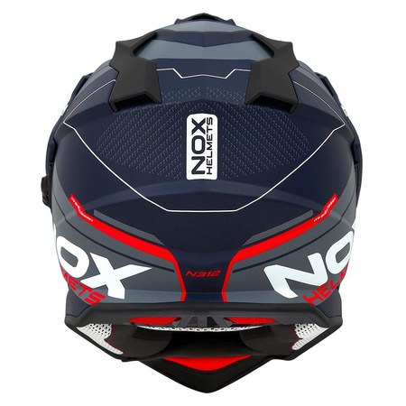 NOX KASK OFFROAD / TRAIL DUOSPORT (DUAL) N312 DRONE Z SZYBKĄ I BLENDĄ KOLOR CZARNY MAT/NIEBIESKI/CZERWONY ROZMIAR XL