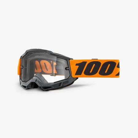 100 PROCENT GOGLE MODEL ACCURI 2 ENDURO MOTO ORANGE - DUAL CLEAR LENS - KOLOR CZARNY/POMARAŃCZOWY SZYBKA PRZEŹROCZYSTA PODWÓJNA