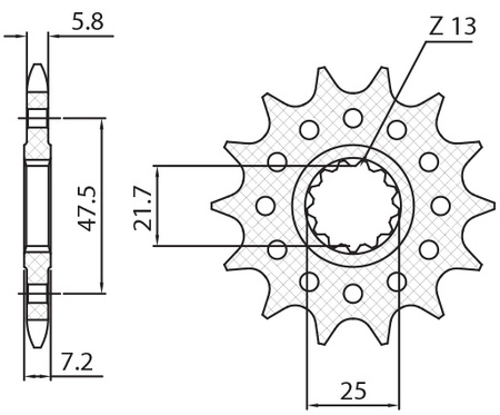 SUNSTAR ZĘBATKA PRZEDNIA 585 16 KAWASAKI ZX-6R/RR '07-17, YAMAHA XTZ 750 SUPER TENERE (3LD) '87-00 (JTF1536.16) (ŁAŃC. 520) (58516JT)