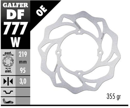 GALFER TARCZA HAMULCOWA PRZÓD KTM XC 105 '07-, SX 150 '15-'18, SX 85 '07-'20, HUSQVARNA TC 85 '14-'20 WAVE (219X95X3MM)