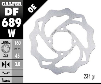 GALFER TARCZA HAMULCOWA TYŁ KTM 65 SX '98-'22, GAS GAS MC 65 '21-22 (160X45X3) (4X6,5MM) WAVE