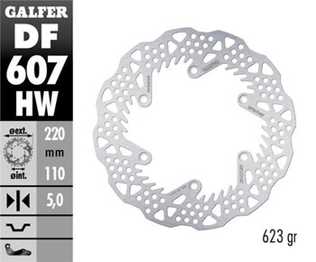 GALFER TARCZA HAMULCOWA TYŁ KTM SX/EXC/SX-F/EXC-F '93-'23; GS/MX/LC4 '93-'23; GAS GAS EC/EC-F/MC/MC-F '21-'24; HUSQVARNA TC/TE/TX/FC/FE/FS '14-'24; HUSABERG TE/FE/FC/FX '04-'16; TRIUMPH TF 250X '24 (220X110X5MM) SHARK ENDURO