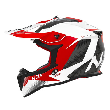 NOX KASK CROSS / OFFROAD N633 FUSION KOLOR BIAŁY/CZERWONY ROZMIAR S (ZAPIĘCIE MIKROMETRYCZNE)