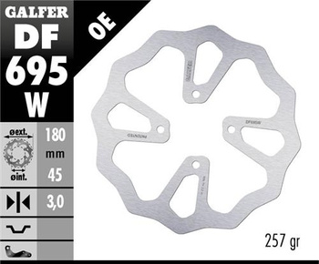 GALFER TARCZA HAMULCOWA TYŁ KTM 65 SX '23-, HUSQVARNA TC 65 '23-, GAS GAS MC 65 '23- (180X45X3) (4X6,25MM) WAVE