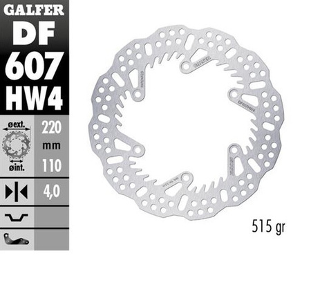 GALFER TARCZA HAMULCOWA TYŁ KTM SX/EXC/SX-F/EXC-F '93-'23; GS/MX/LC4 '93-'23; GAS GAS EC/EC-F/MC/MC-F '21-'24; HUSQVARNA TC/TE/TX/FC/FE/FS '14-'24; HUSABERG TE/FE/FC/FX '04-'16; TRIUMPH TF 250X '24 (220X110X4MM) SHARK MX