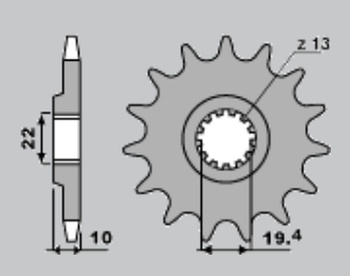 JR ZĘBATKA PRZEDNIA 435 13 SUZUKI RM 250 '89-'08, DRZ 400, DR 350 (JTF432.13)