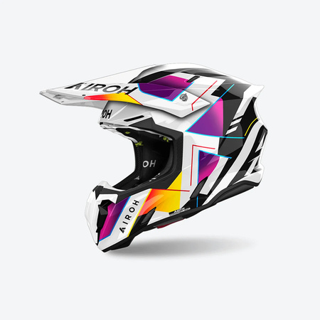 AIROH KASK CROSS / ENDURO / ATV / QUAD TWIST 3 RAINBOW KOLOR BIAŁY/CZARNY/ZÓŁTY/FIOLETOWY ROZMIAR S