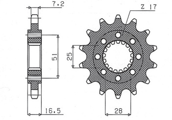 SUNSTAR ZĘBATKA PRZEDNIA 2147 17 KTM 950/990/1190 '06-'13 (JTF1904.17) (ŁAŃC. 525) (214717JT)