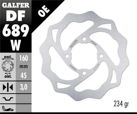 GALFER TARCZA HAMULCOWA TYŁ KTM 65 SX '98-'22, GAS GAS MC 65 '21-22 (160X45X3) (4X6,5MM) WAVE