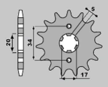 CHT ZĘBATKA PRZEDNIA 2037 15 HONDA CBR 125 '04-'14, CBF 125 '09-'14