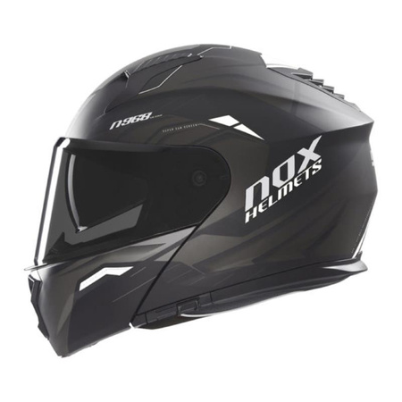 NOX KASK SZCZĘKOWY (FLIP-UP) Z BLENDĄ N968 ULTRA KOLOR CZARNY/BIAŁY MAT ROZMIAR M