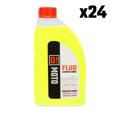 OMOTO ZESTAW 24 SZTUKI PŁYN DO CHŁODNIC 1L O! FLUO XTREME COOL+135 GOTOWY DO UŻYCIA (O!MOTO) (OLE-001) (-40 DO +135) (PAKIET 24 SZTUKI)