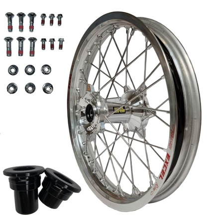 REX WHEELS PROMOCJA (EXCEL) KOMPLETNE KOŁO TYLNE 18 CALI 18-2,15 YAMAHA YZ/WRF '99-, YZF -08, SREBRNA OBRĘCZ / SREBRNA PIASTA / SREBRNE SZPRYCHY / SREBRNA NYPLE