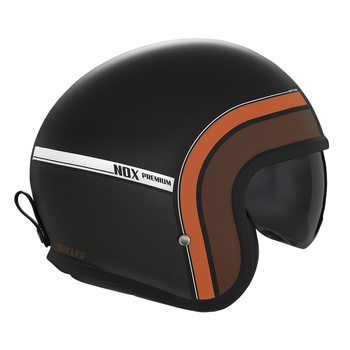 NOX PREMIUM KASK OTWARTY JET NEXT TRAKER KOLOR CZARNY/RDZAWY ROZMIAR XXL (CIEMNA BLENDA)