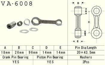 VESRAH KORBOWÓD YAMAHA YZ 80 (YZ80) '93-'01, YZ 85 (YZ85) '02-'18 (VA6008) (MADE IN JAPAN)