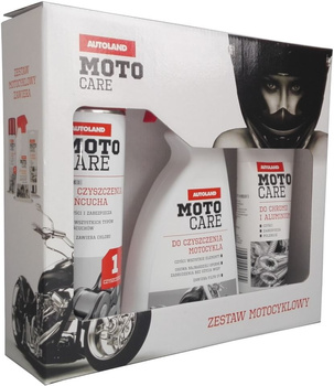 AUTOLAND MOTOCARE ZESTAW PREZENTOWY DLA MOTOCYKLISTY (DO CZYSZCZENIA ŁAŃCUCHA 500ML, DO CZYSZCZENIA MOTOCYKLA 500ML, DO CHROMU I ALUMINIUM 150ML) (4)