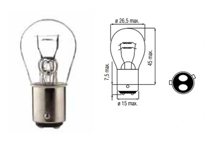 TUNGSRAM ŻARÓWKA P21/4W 12V 21/4W BAZ15D TU