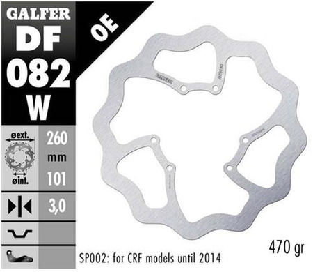 GALFER TARCZA HAMULCOWA PRZÓD HONDA CRF 250R/300R/450R/RX/L/RS '15- WAVE (260X101X3MM)