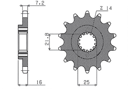 SUNSTAR ZĘBATKA PRZEDNIA 2050 14 DUCATI 796/916/944/996 (-1) (JTF740.14) (ŁAŃC. 525) (205014JT) - WYPRZEDAŻ