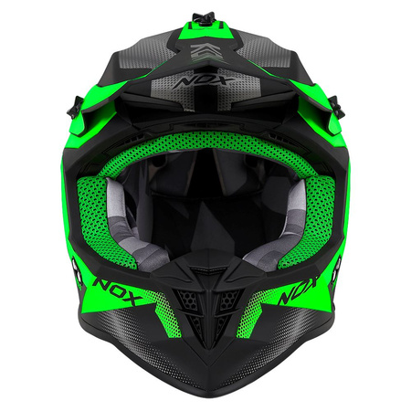 NOX KASK CROSS / OFFROAD N633 FUSION KOLOR CZARNY MAT/ZIELONY ROZMIAR XL (ZAPIĘCIE MIKROMETRYCZNE)