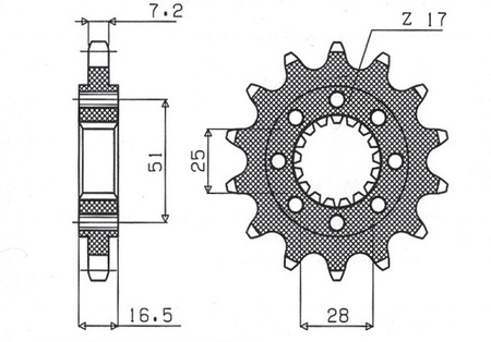 SUNSTAR ZĘBATKA PRZEDNIA 2147 16 KTM 950/990 LC8 ADVENTURE/SUPERDUKE '06-'12 (JTF1904.16) (ŁAŃC. 525) (214716JT)