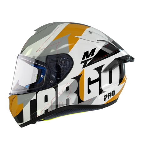 MT WYPRZEDAŻ KASK INTEGRALNY TARGO PRO BIGER A3 GLOSS PEARL YELLOW KOLOR BIAŁY/ŻÓŁTY/SZARY ROZMIAR S